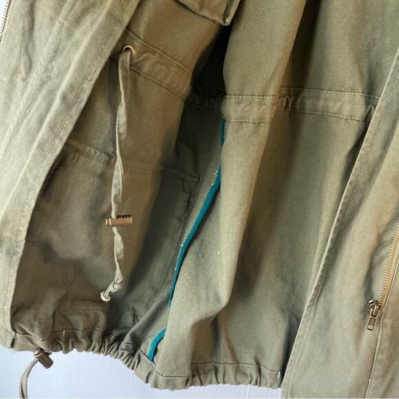 Willow & Clay olive green utility jacket rolled sleeve style hooded size medium - Picture 8 of 9